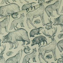 Load image into Gallery viewer, Forest Animals Gray Aqua French Terry