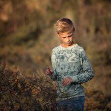 Load image into Gallery viewer, Forest Animals Gray Aqua French Terry