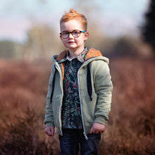 Load image into Gallery viewer, Thin Grid Tea Green French Terry Fabric by See You At Six, Oeko Tex Class 1 Certified