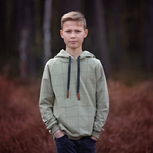 Load image into Gallery viewer, Thin Grid Tea Green French Terry Fabric by See You At Six, Oeko Tex Class 1 Certified