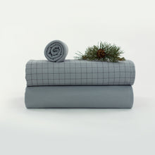 Load image into Gallery viewer, Thin Grid Monument Gray French Terry Fabric by See You At Six, Oeko Tex Class 1 Certified