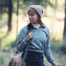 Load image into Gallery viewer, Thin Grid Monument Gray French Terry Fabric by See You At Six, Oeko Tex Class 1 Certified