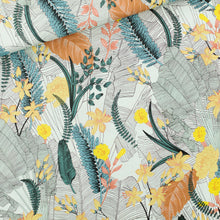 Load image into Gallery viewer, Tropic Flowers Chalk Blue Viscose Rayon Fabric by See You At Six, Oeko Tex Class 1 Certified