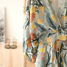 Load image into Gallery viewer, Tropic Flowers Chalk Blue Viscose Rayon Fabric by See You At Six, Oeko Tex Class 1 Certified