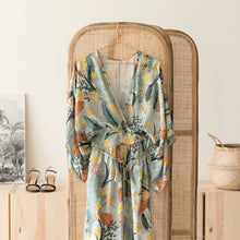 Load image into Gallery viewer, Tropic Flowers Chalk Blue Viscose Rayon Fabric by See You At Six, Oeko Tex Class 1 Certified