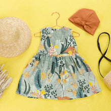 Load image into Gallery viewer, Tropic Flowers Chalk Blue Viscose Rayon Fabric by See You At Six, Oeko Tex Class 1 Certified